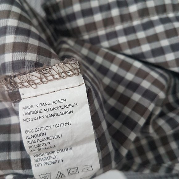 Van Heusen Men's Gray/White Plaid Shirt, Size M - Picture 3 of 4
